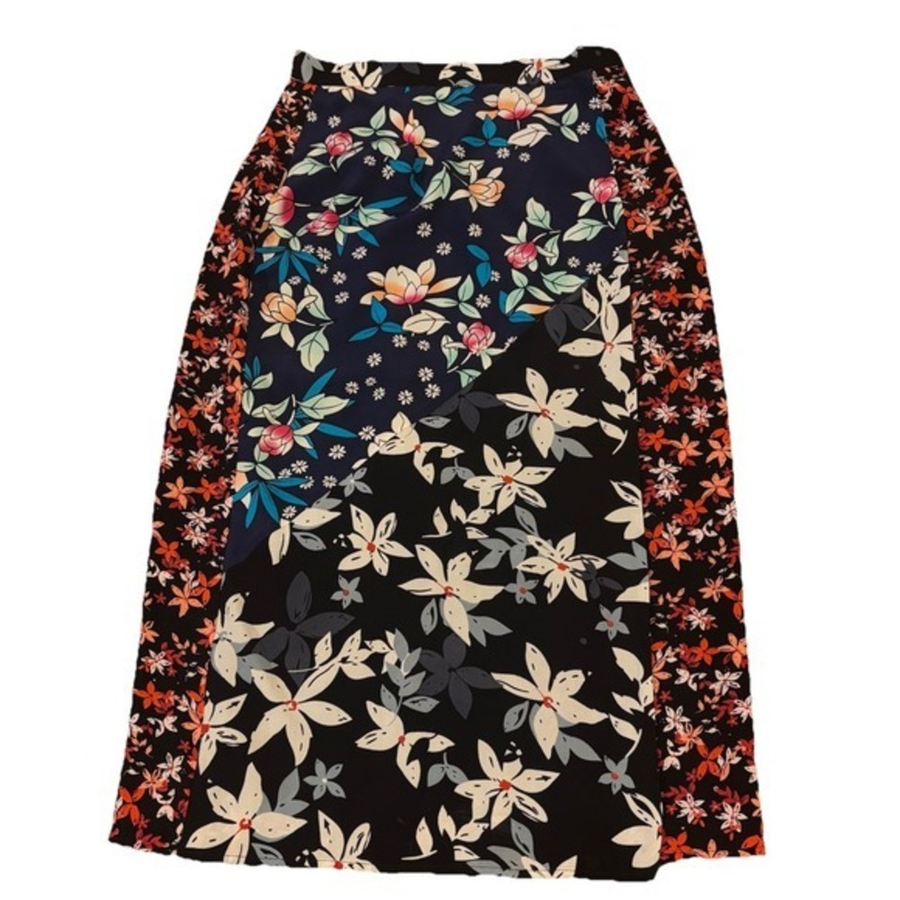 Yumi Kim high waisted black floral Midi‎ Skirt Size S